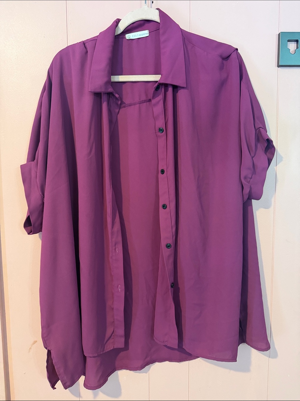 Eileen Fisher Plum Button-Front Oversized Shirt